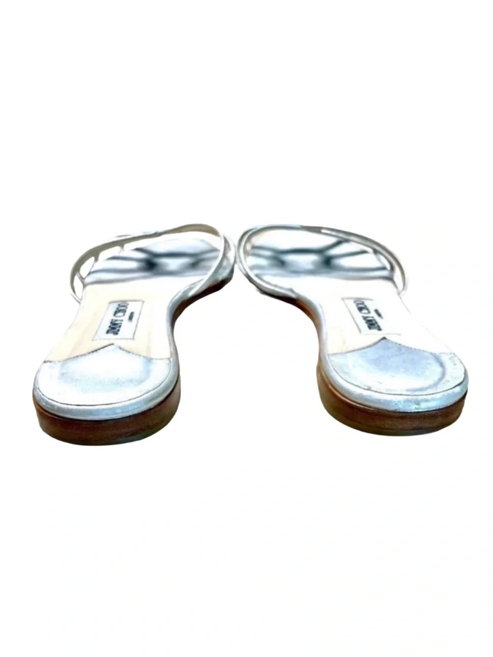 Jimmy Choo Rocco Silver Metallic Flat Slide Sandals EU 41 - Picture 7 of 10